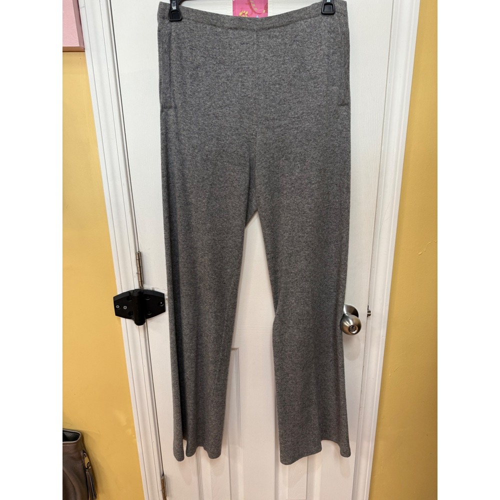 Max Mara Grey Wool Cashmere Blend Wide Leg Knit Pants Trousers Size L